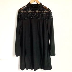 Soft long sleeve black lace dress size L